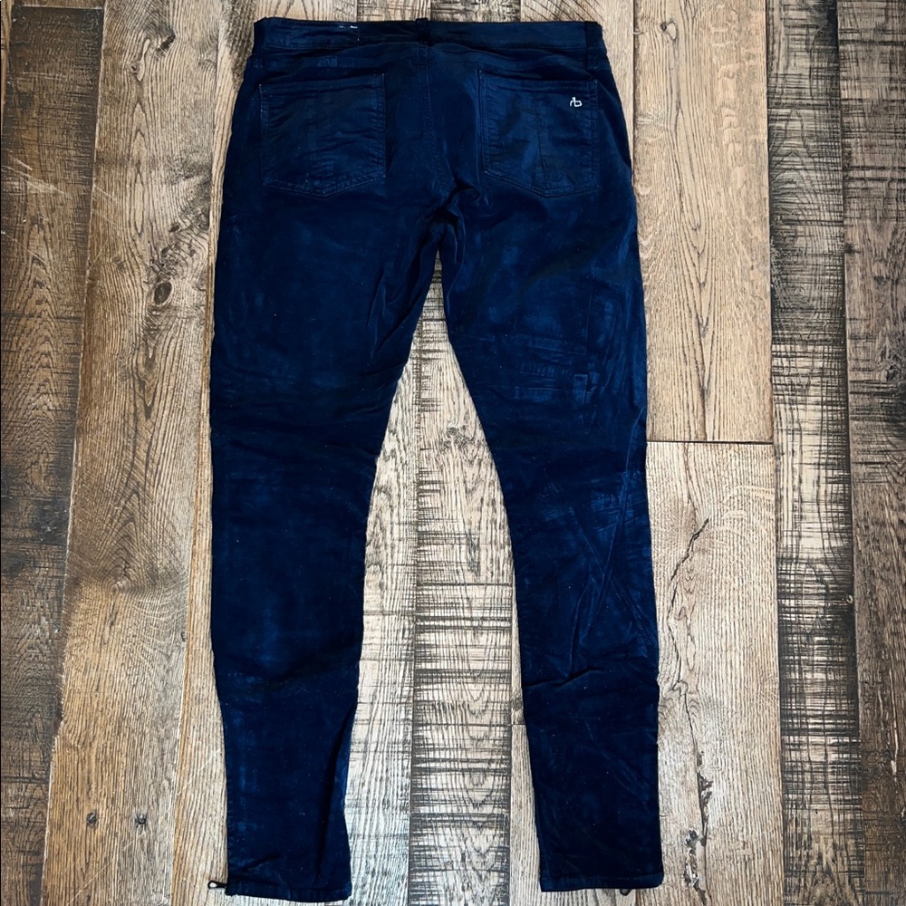 Rag & Bone Dark Blue velvet pants with Gold Zipper details | 29 - Picture 6 of 6